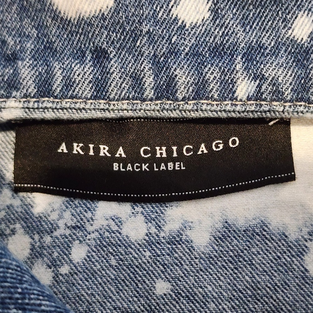 Akira Chicago Denim Jacket Womens Small Blue Bleached Distressed Grunge casual - Picture 13 of 15